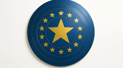 Shield with the EU flag on the front of it